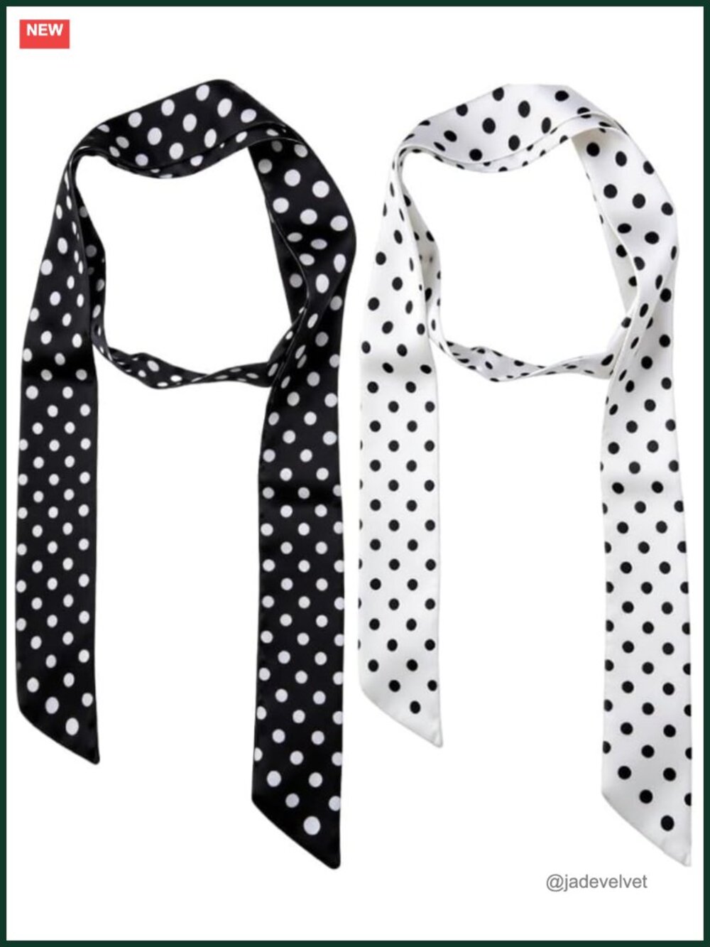 Polka Dot Chiffon Scarf 70s Lightweight Long Neck Scarf